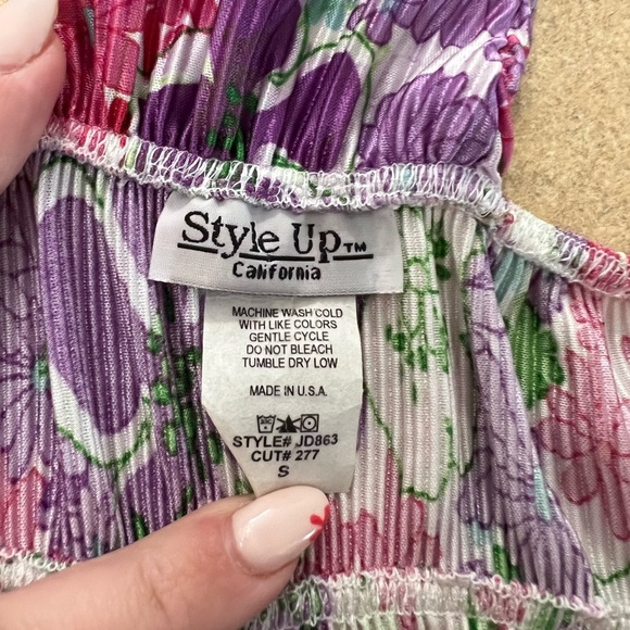 Floral Pink Purple Maxi Dress Made in USA - Picture 6 of 6